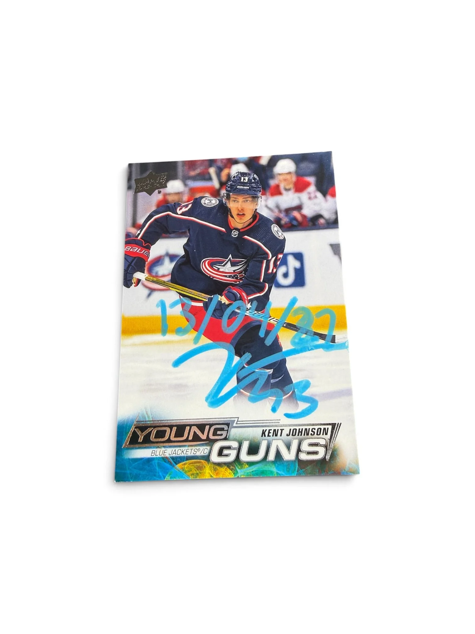 Kent Johnson Autographed Inscribed Young Guns Columbus Blue Jackets