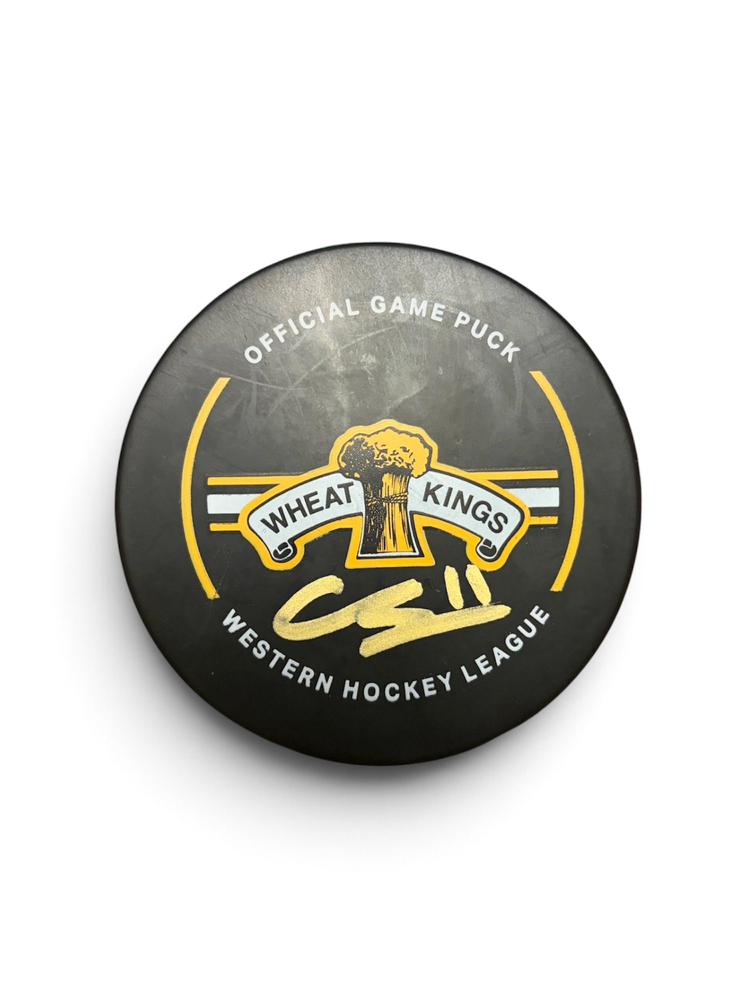 Chase Surkan Autographed Brandon Wheat Kings Puck