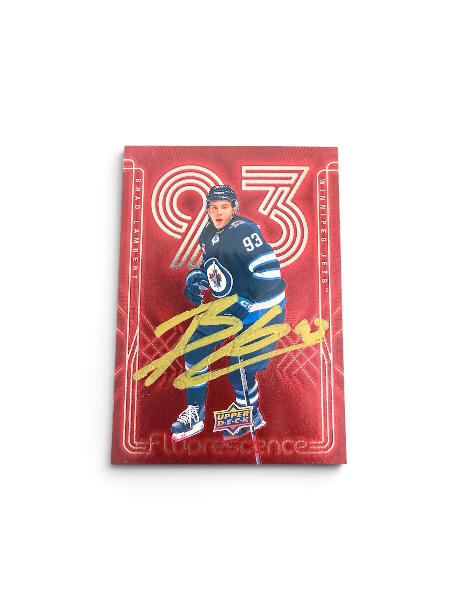Brad Lambert Autographed Fluorescent Card Winnipeg Jets