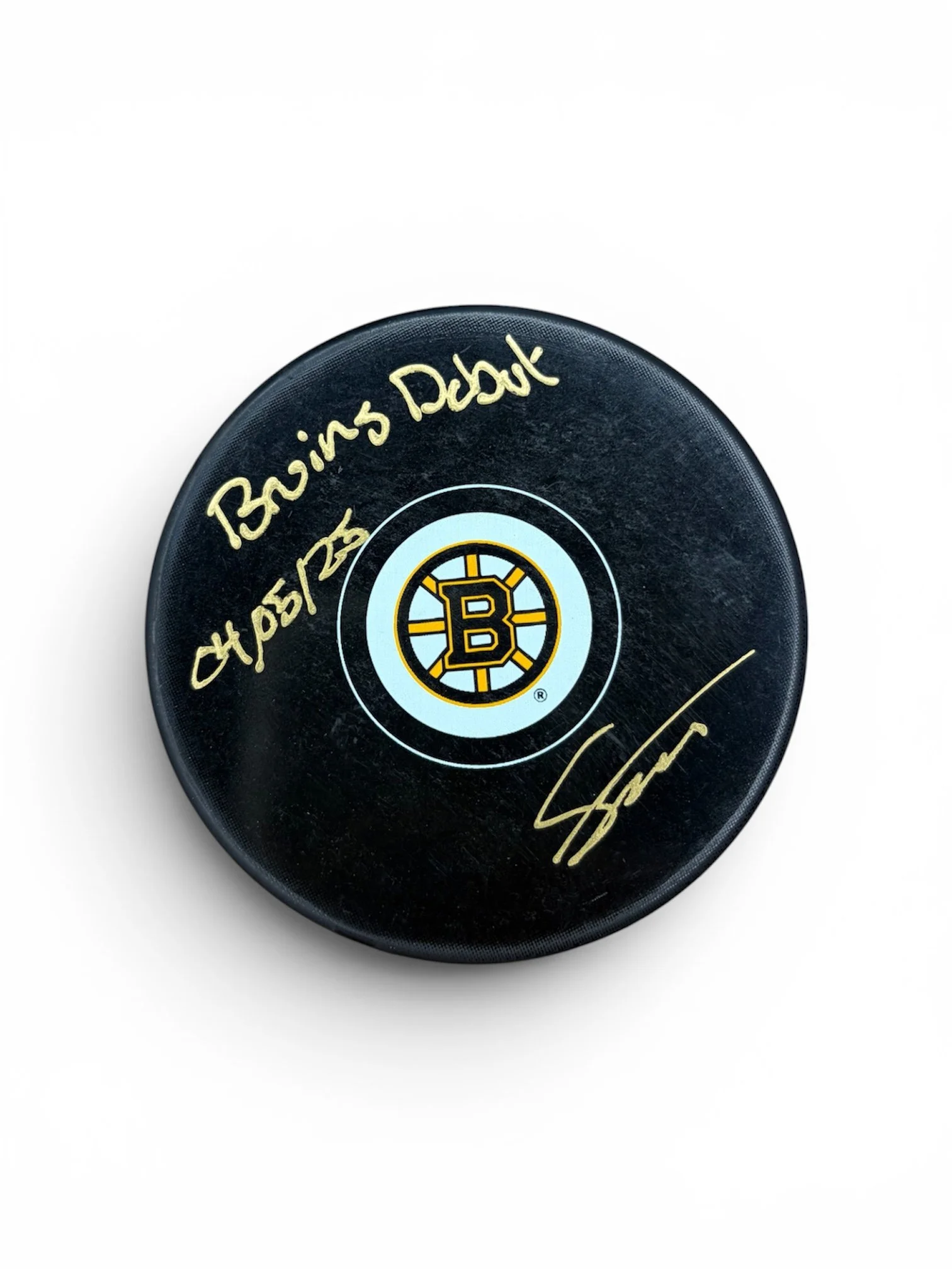 Fraser Minten Autographed Inscribed Puck Boston Bruins