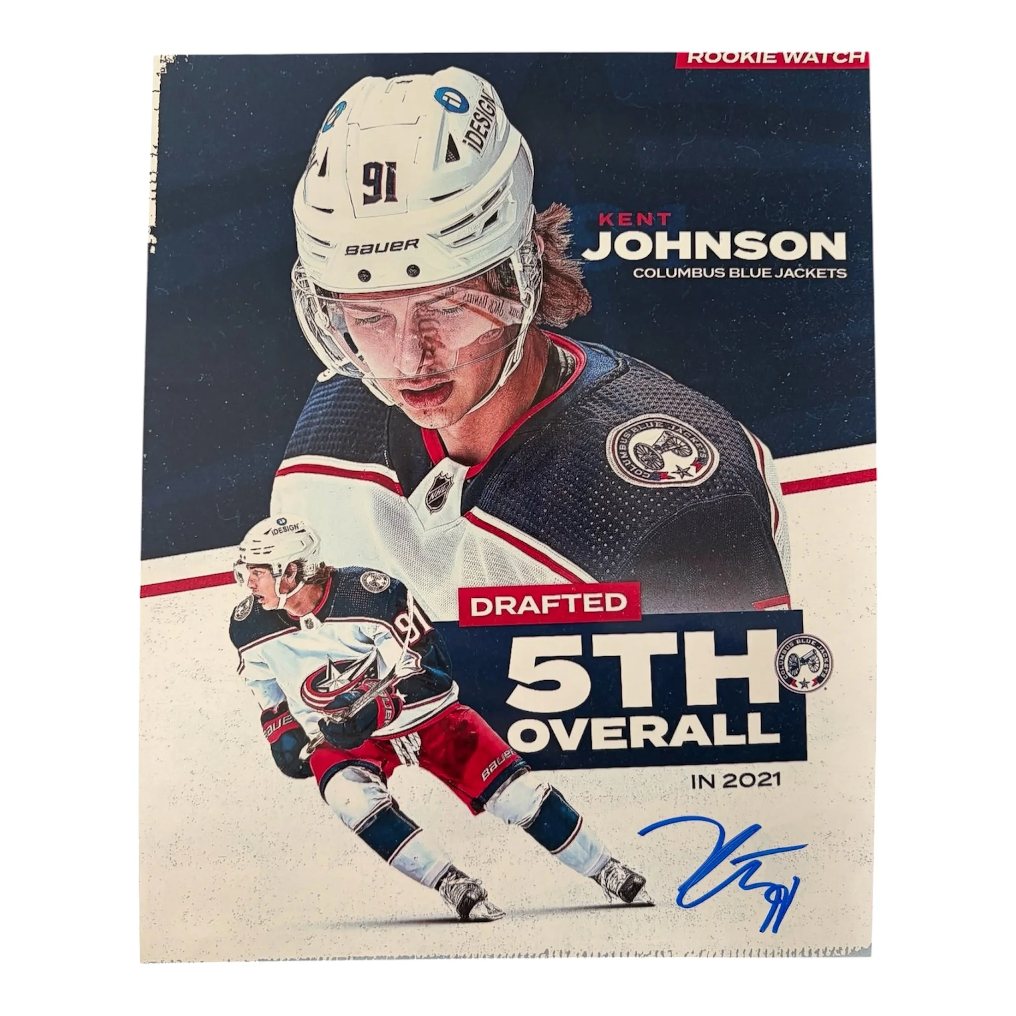 Kent Johnson Autographed Team Canada 8x10 Photo Columbus Blue Jackets