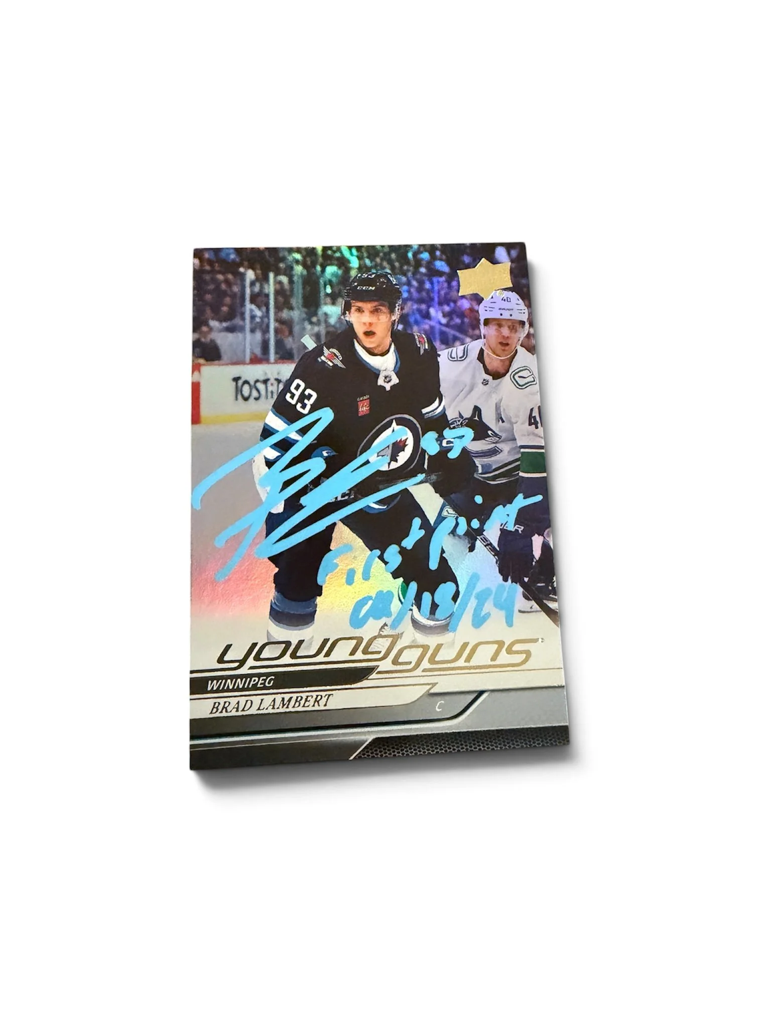 Brad Lambert Autographed Inscribed Young Guns Silver Foil Winnipeg Jets