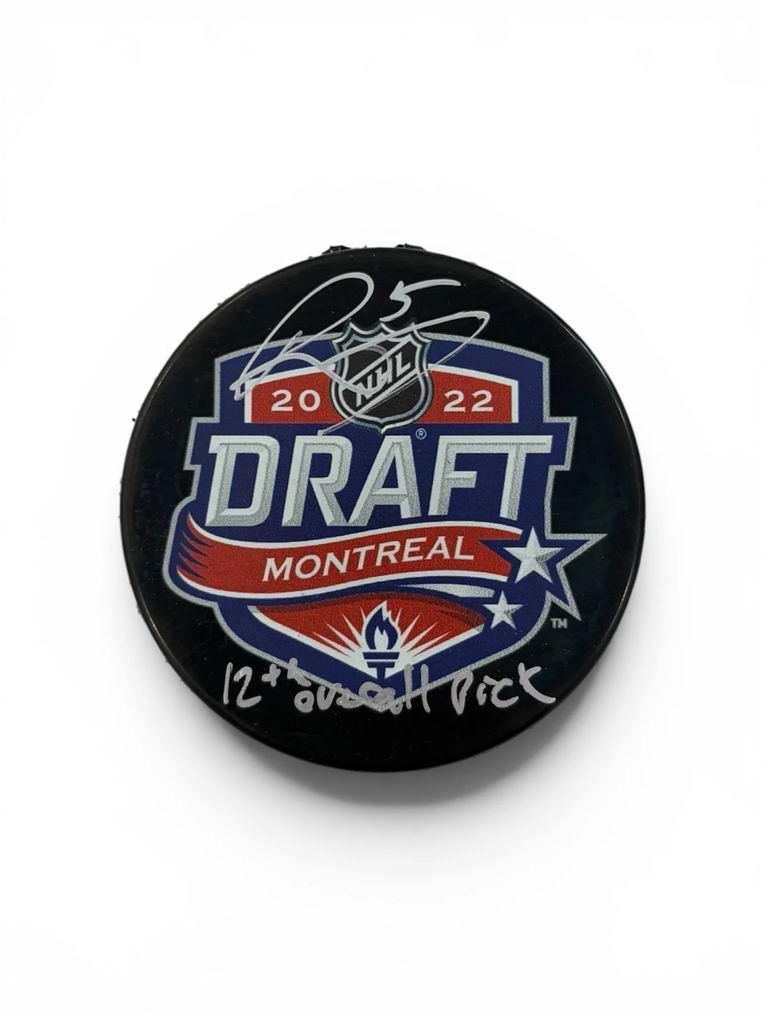 Denton Mateychuk Autographed Inscribed Draft Puck