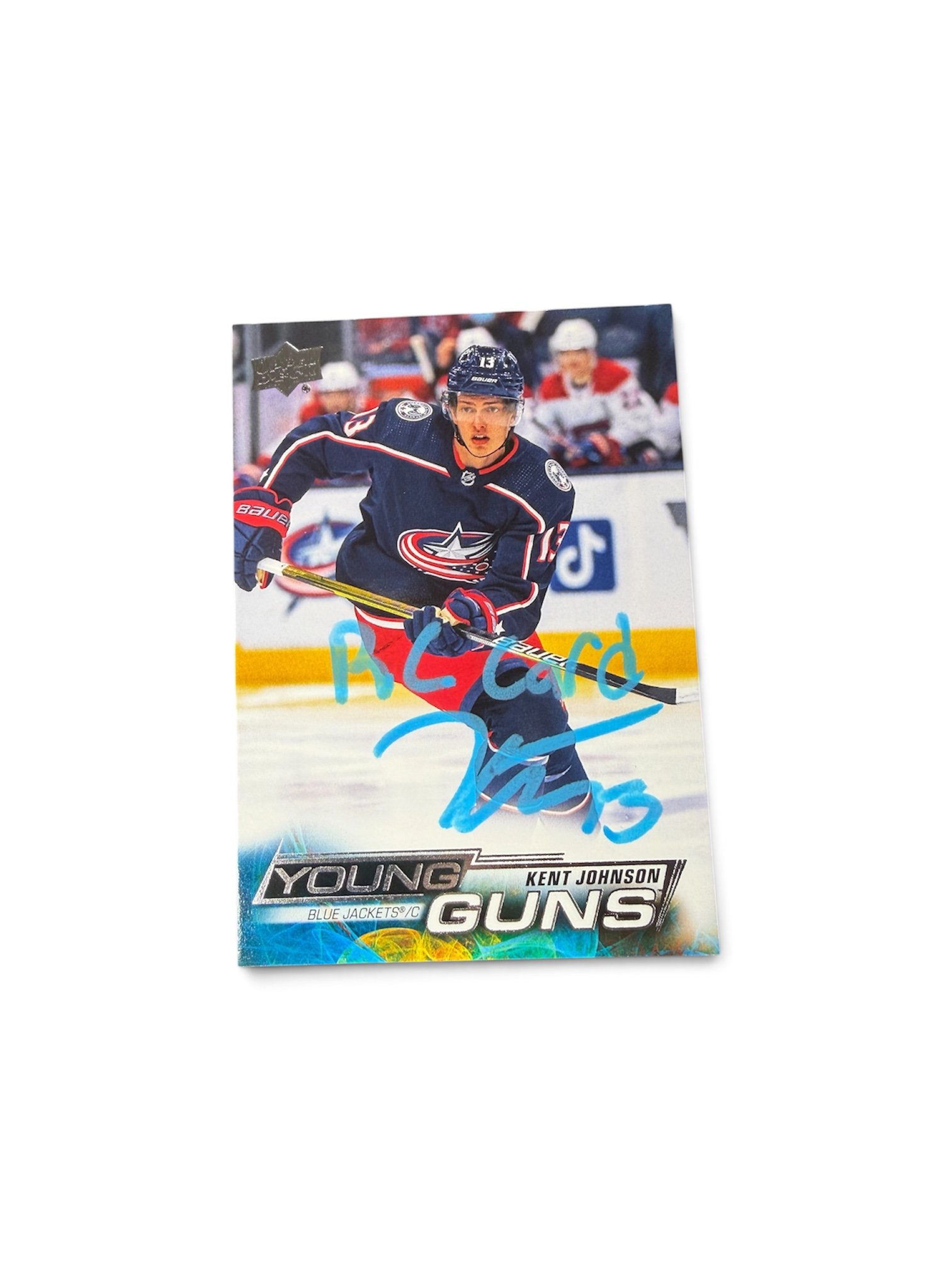 Kent Johnson Autographed Inscribed Young Guns Columbus Blue Jackets