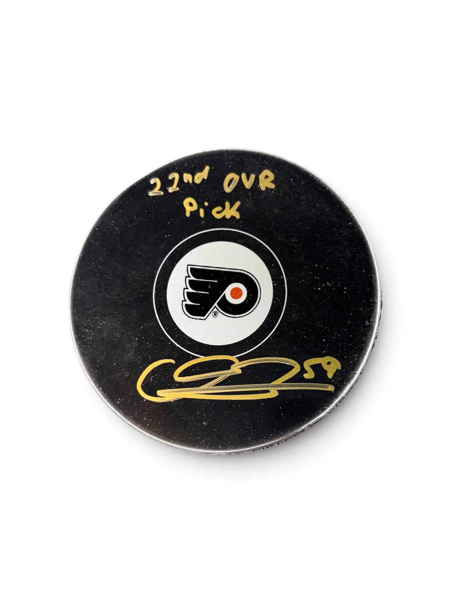 Oliver Bonk Inscribed 22nd Pick Philadelphia Flyers Puck