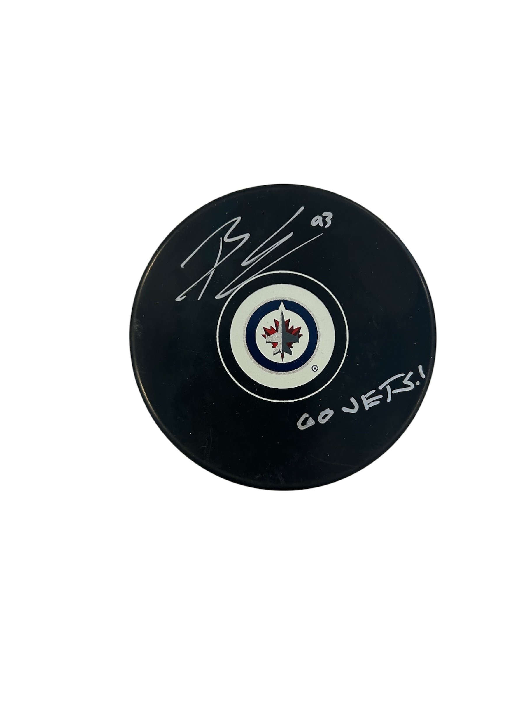 Brad Lambert Inscribed Go Jets Winnipeg Jets Puck