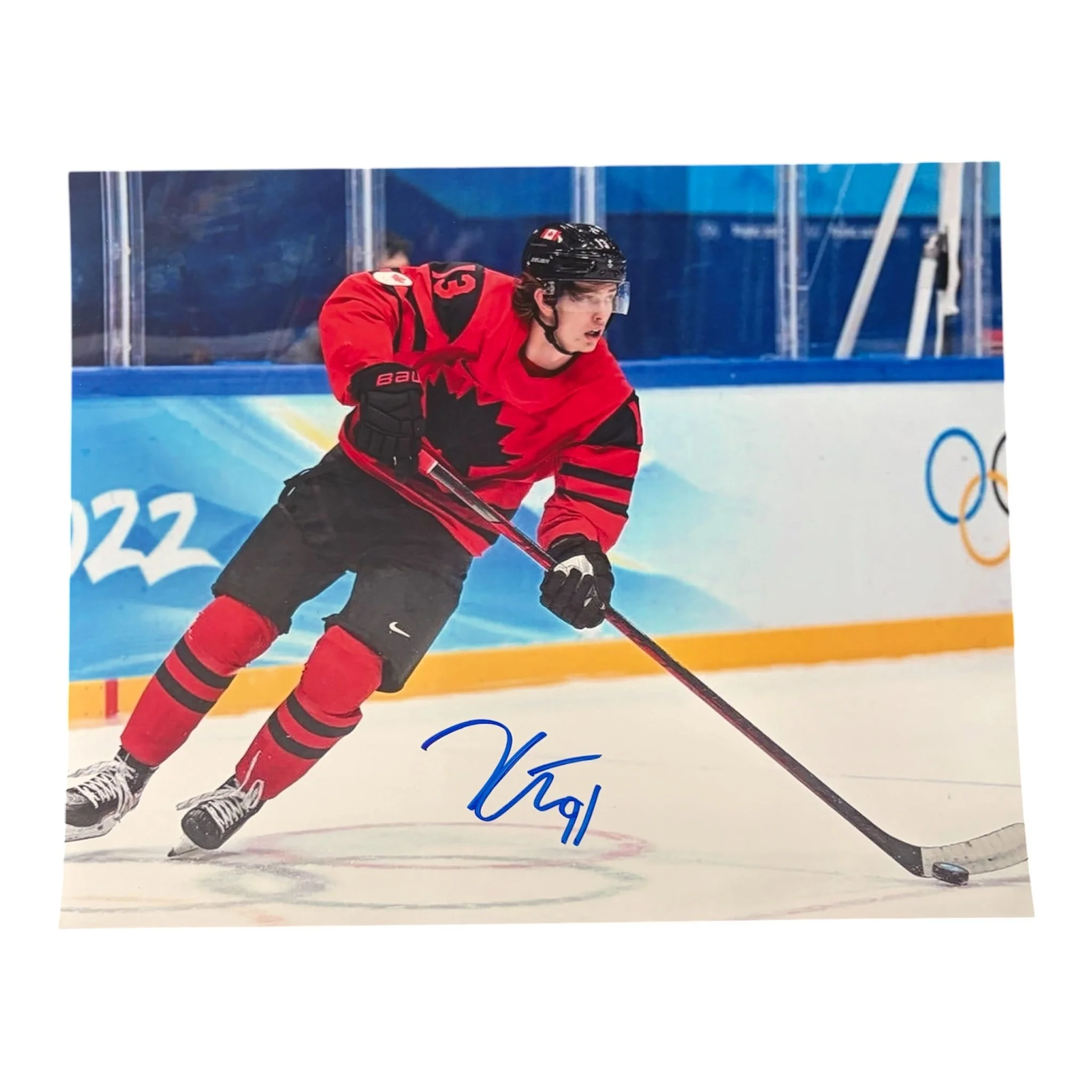 Kent Johnson Autographed 8x10 Photo Team Canada Olympics Columbus Blue Jackets