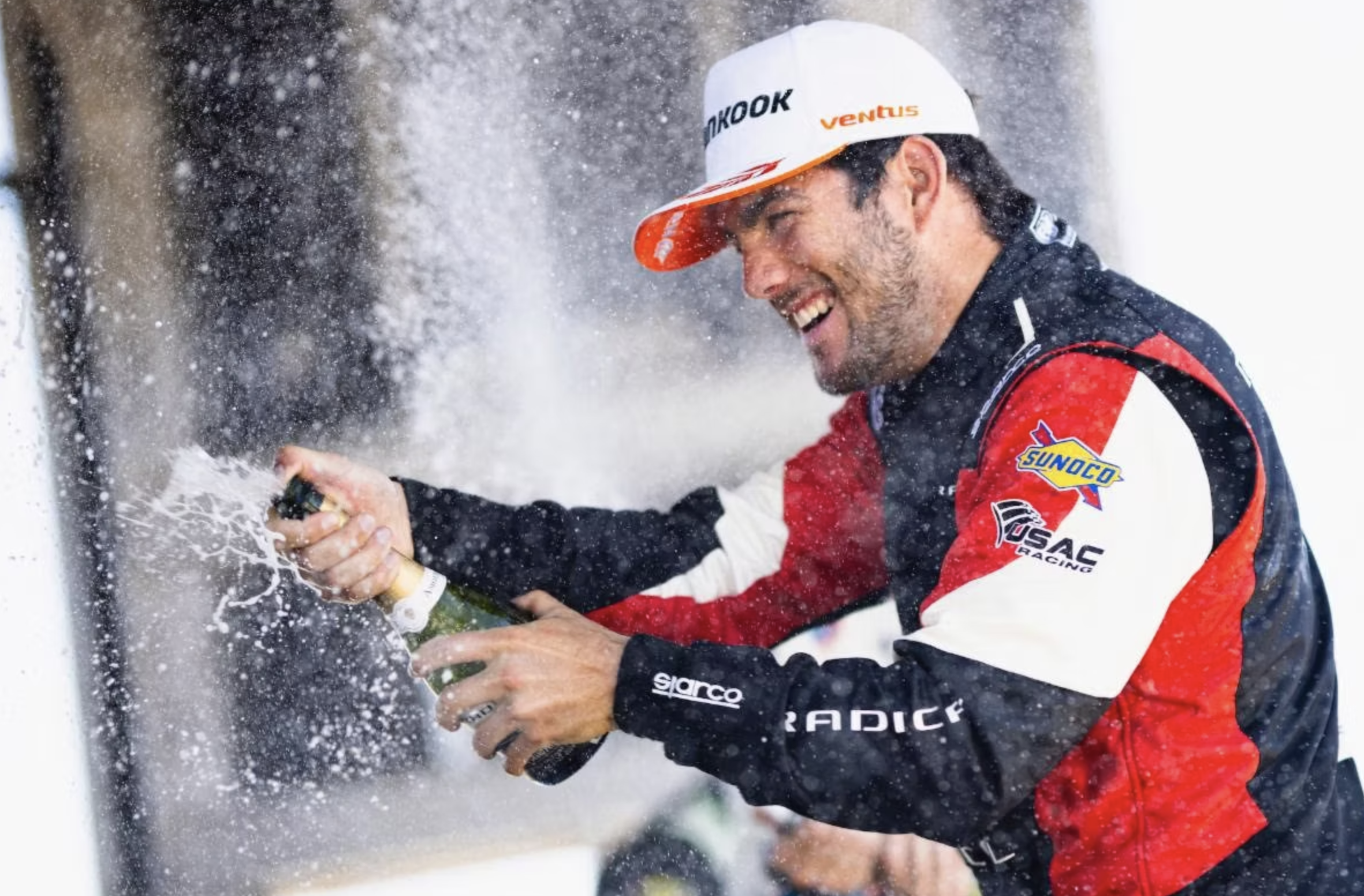 Nick d'Orlando celebrating a racing win