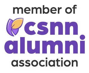 Logo of CSNN Alumni Association with text and leaf graphic