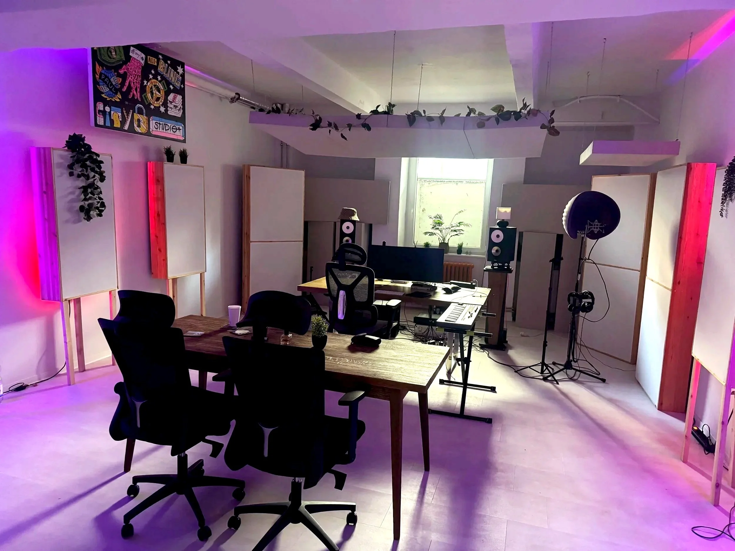City Lock Studio recording studio in Berlin with professional audio equipment and ambient lighting.