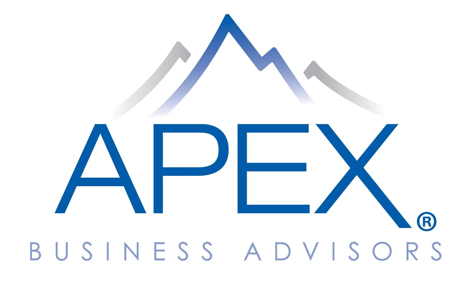 Logo for Apex Business Advisors featuring stylized mountain peaks and the company name.
