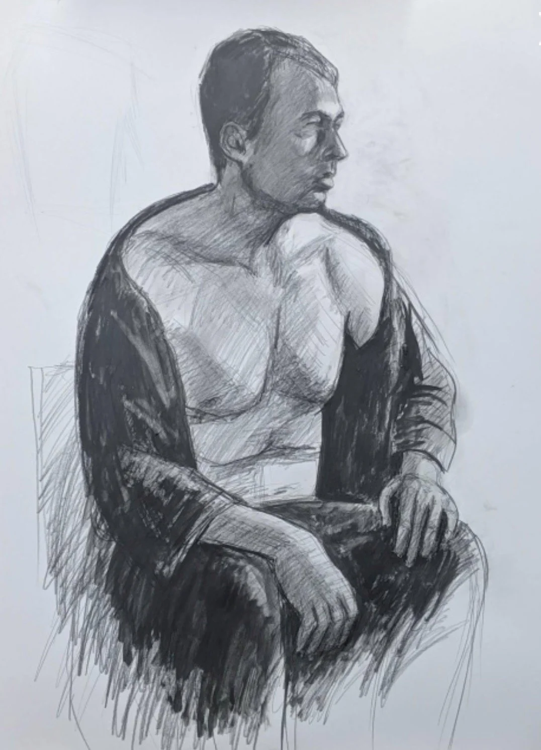Man in Robe — Graphite on paper, 18 × 24 in