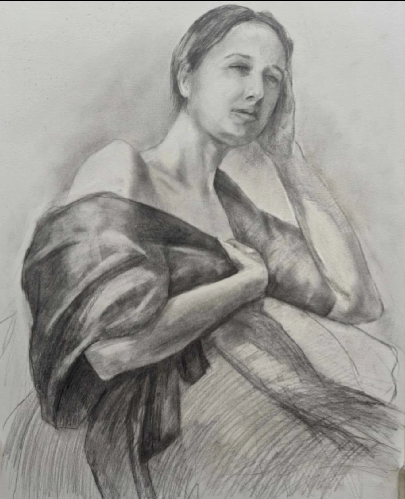 The Shawl — Graphite on paper