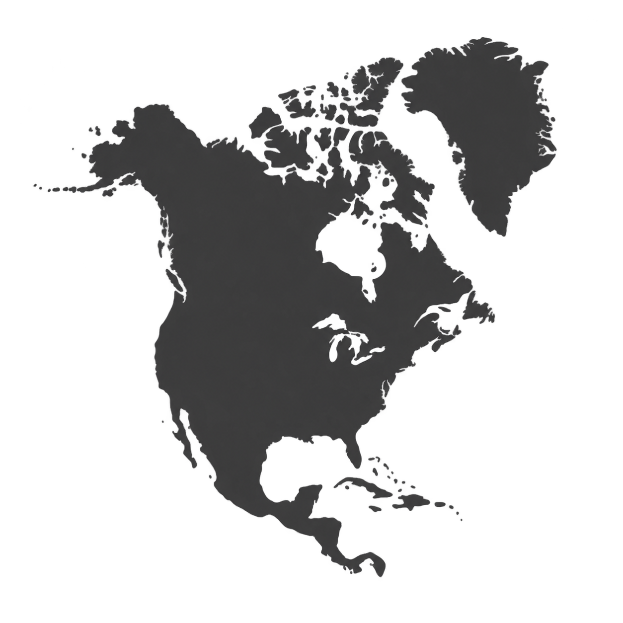 A dark silhouette of the world map focusing on North America.