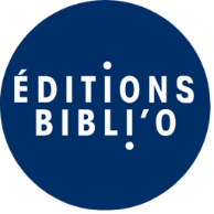 Logo de Éditions Biblio, cercle bleu foncé avec texte blanc.