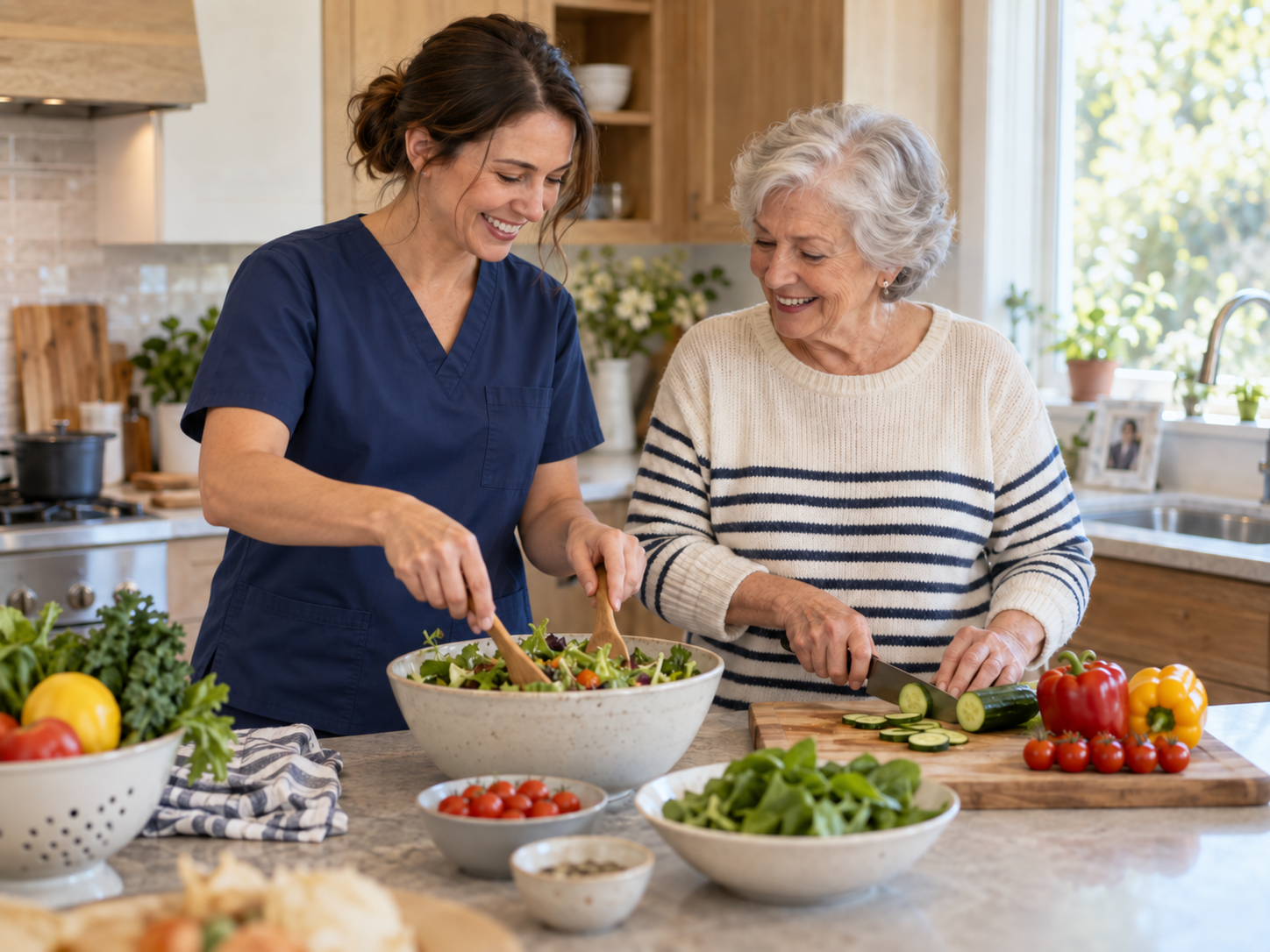 west texas caregiver helping with dinner