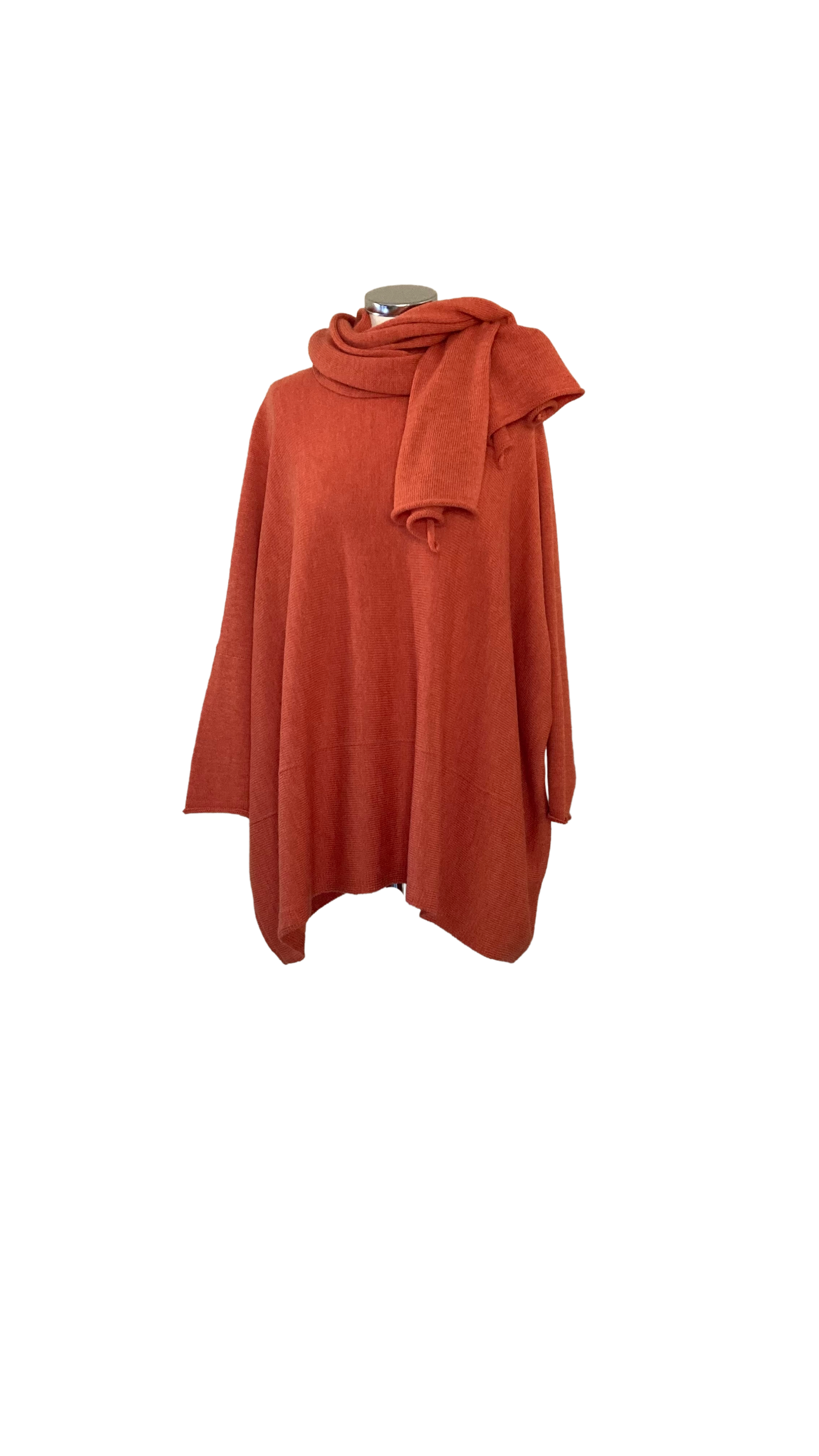 Burnt Orange Slash Neck Jumper