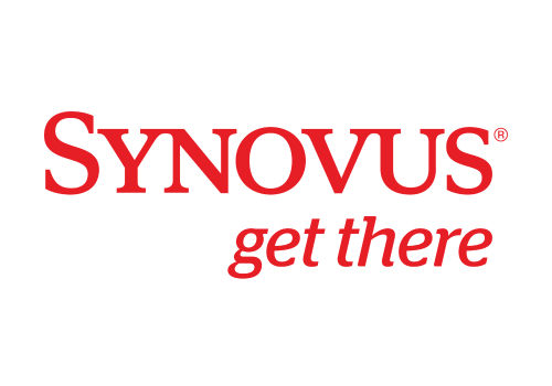 Synovus logo with the slogan 'get there' in red text.