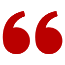 Red quotation marks on a white background.