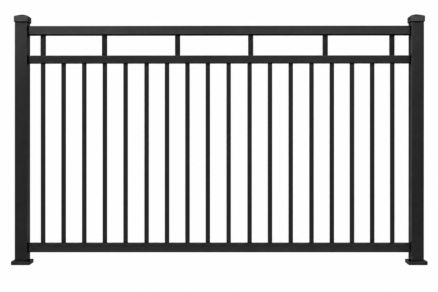Barrière noire en métal avec des barres verticales, utilisée pour délimiter une zone ou assurer la sécurité.