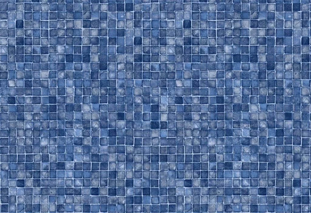 Carrelage en mosaïque de petits carreaux bleus.