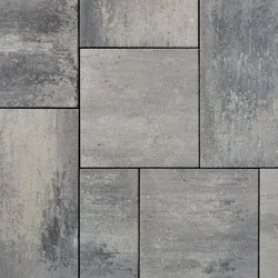 Carrelage en pierre grise avec plusieurs carreaux de différentes tailles