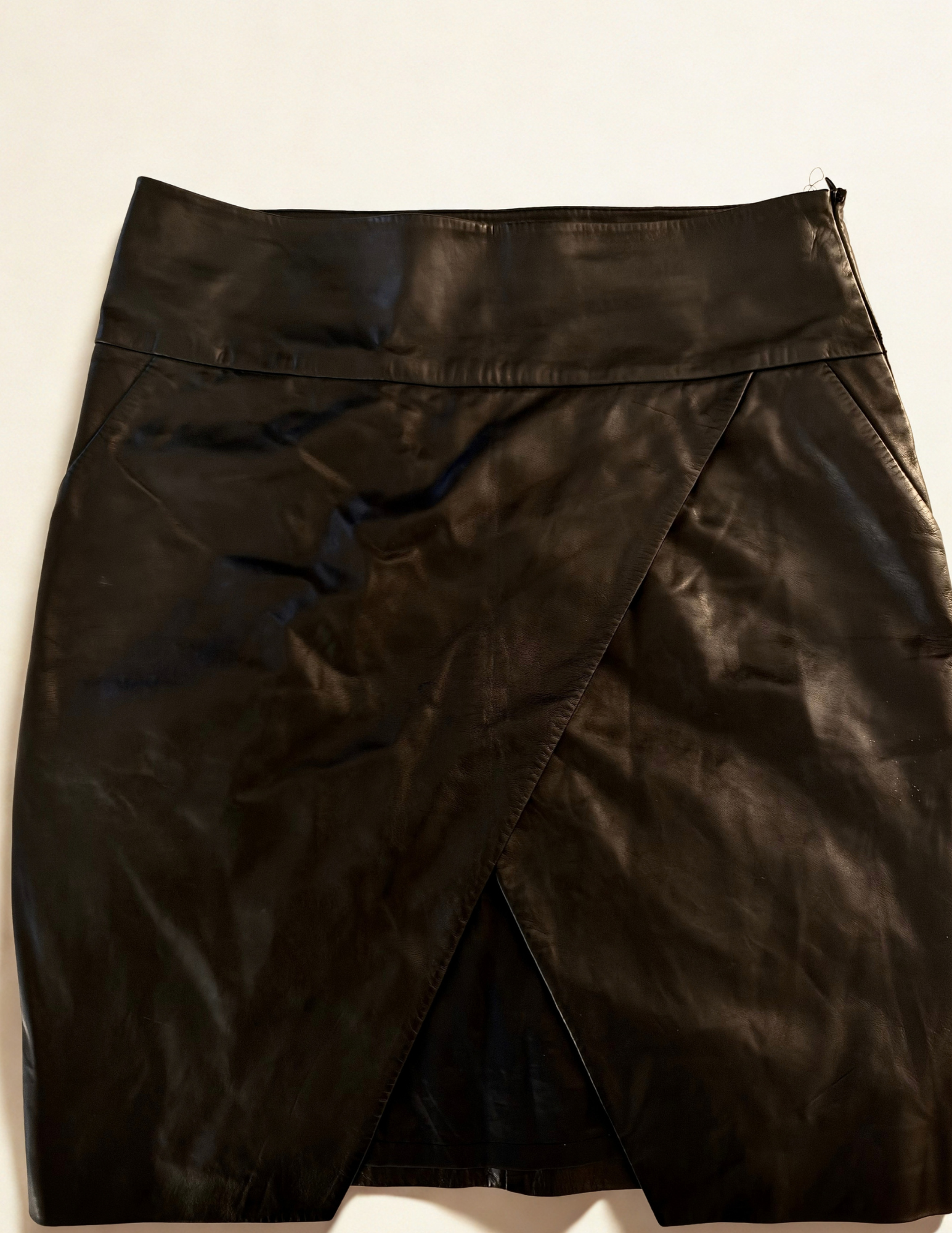Black Lambskin Leather Skirt