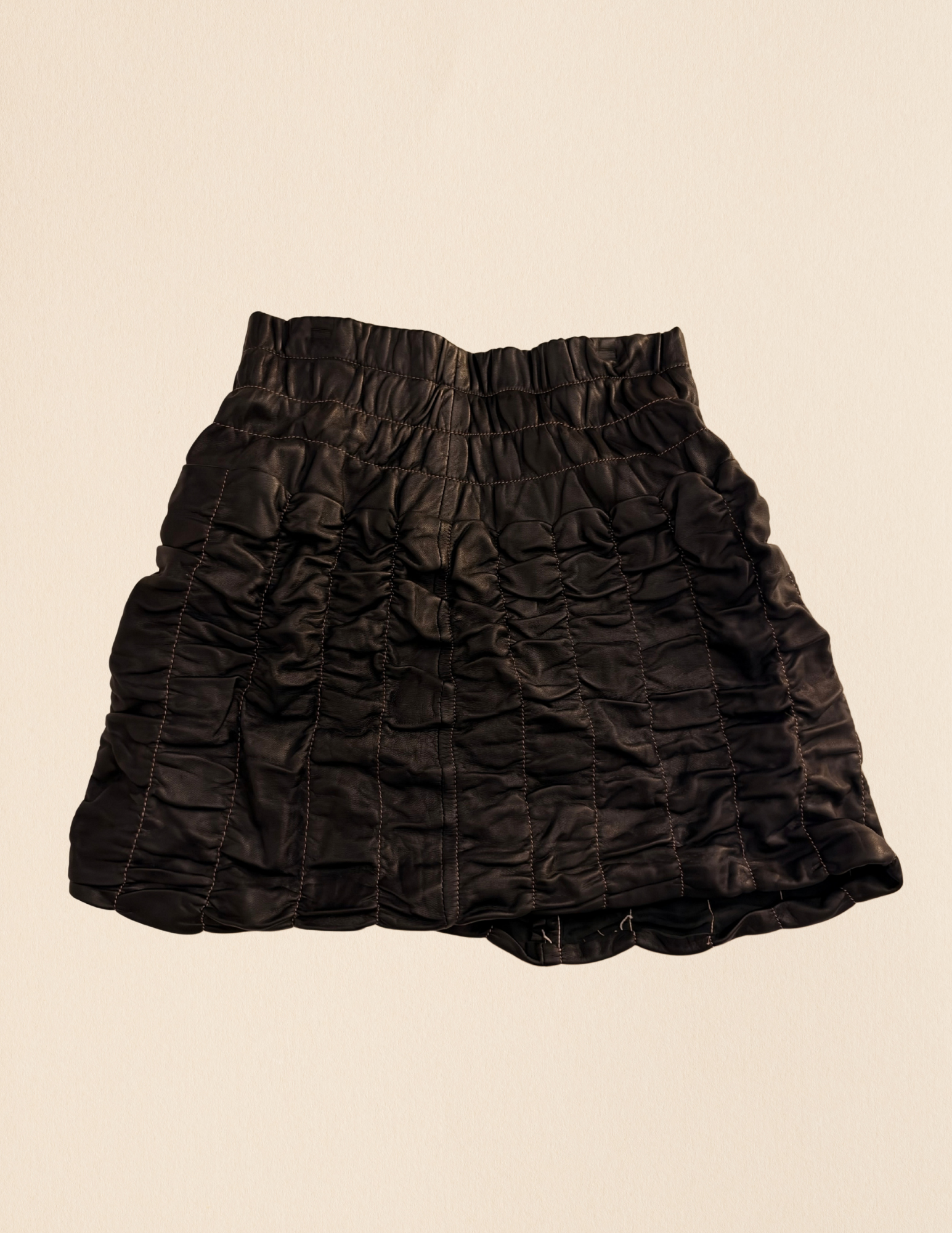 Vintage Vegan Leather Crinkled Mini Skirt