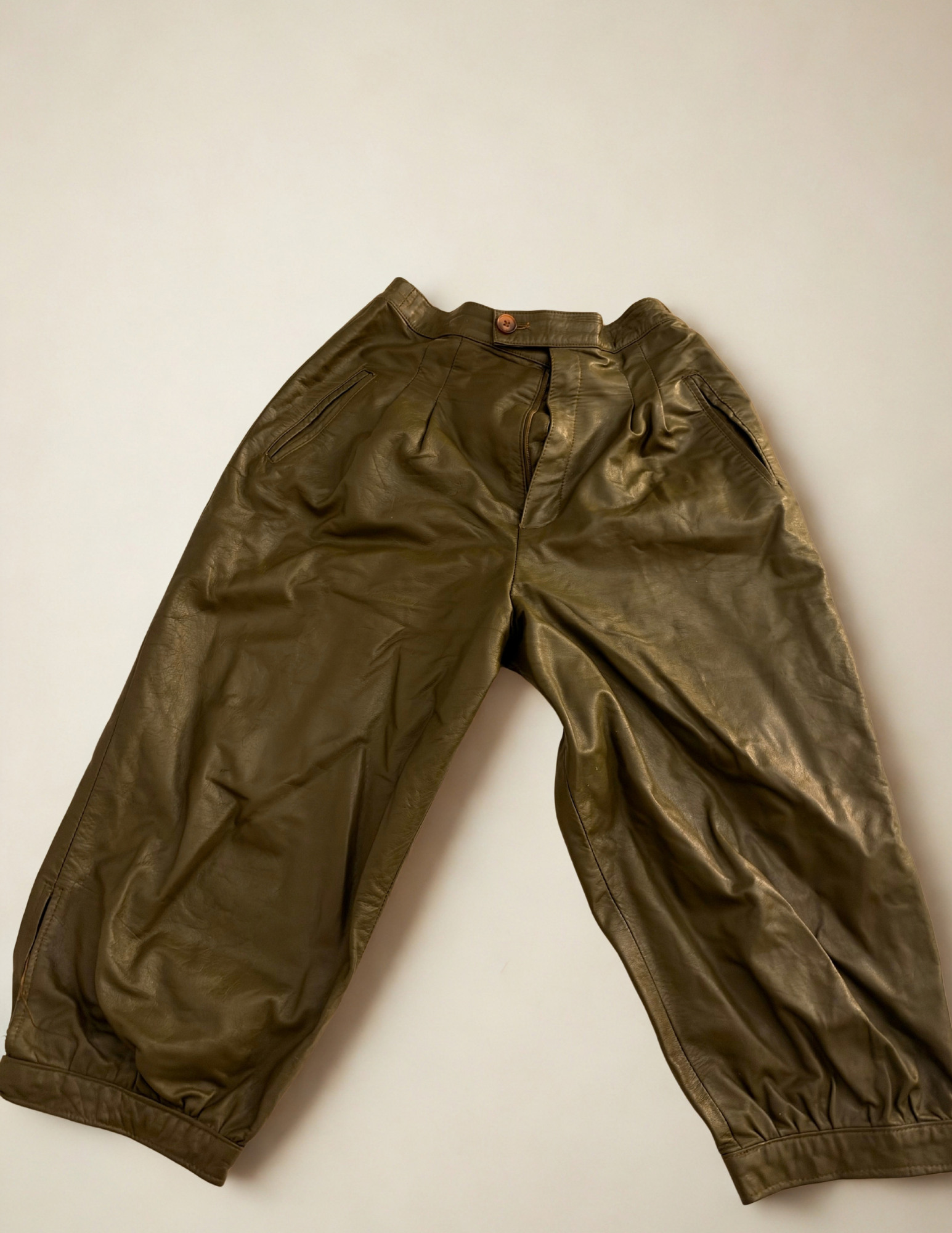 Vintage Olive Green Leather Knickerbockers