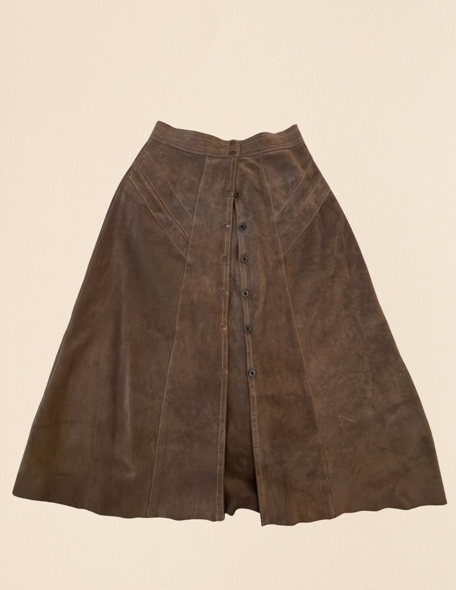 Vintage Grey Suede Button Down Skirt.