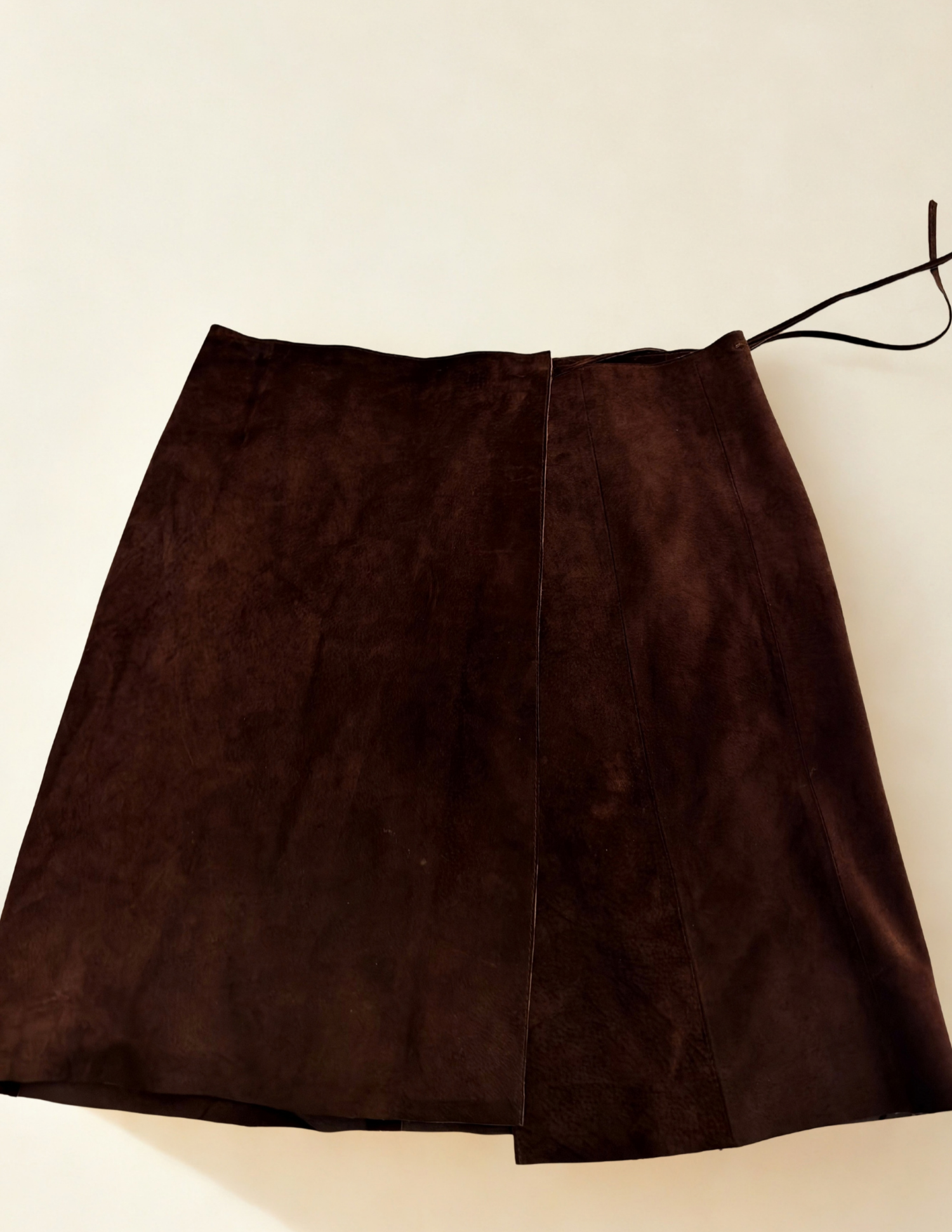 Vintage Brown Suede Wrap  Mini Skirt