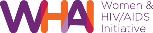 Logo of Women HIV/AIDS Initiative with bold purple, orange, and red letters spelling WHEA