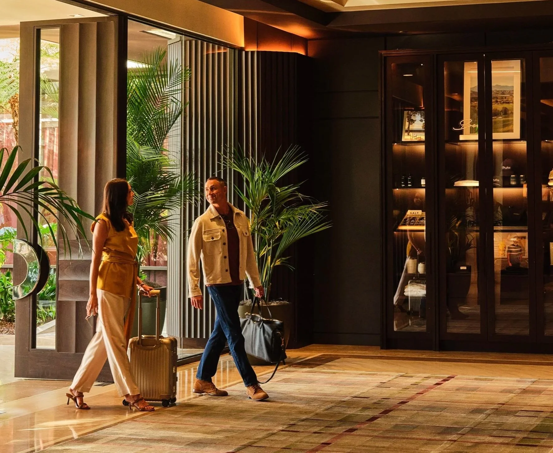 Julia and Rob Hoadley arriving at Pendry Newport Beach.