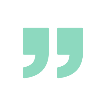 Symbole de guillemet de couleur bleu sarcelle, mettant en valeur une citation ou une présentation professionnelle.
