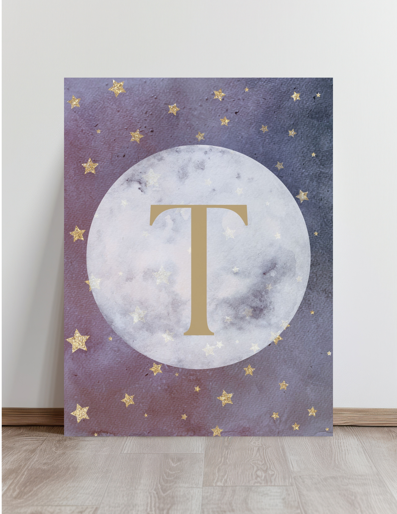 Personalized Full Moon Monogram Canvas Print