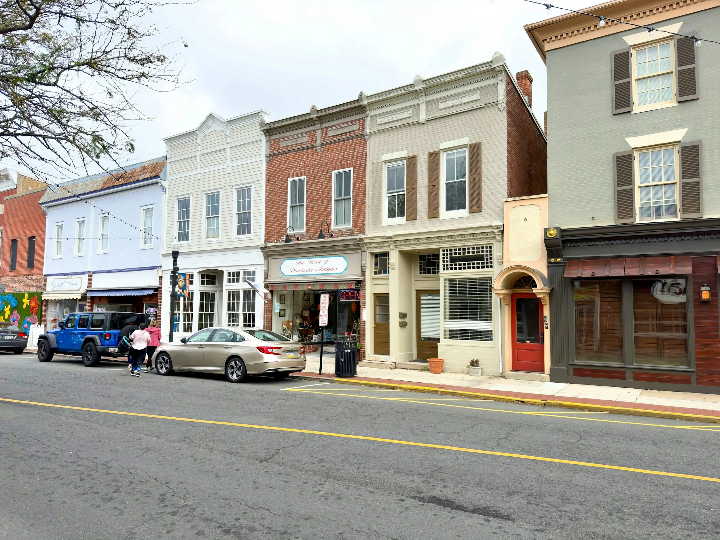Local shops along a small town main street.