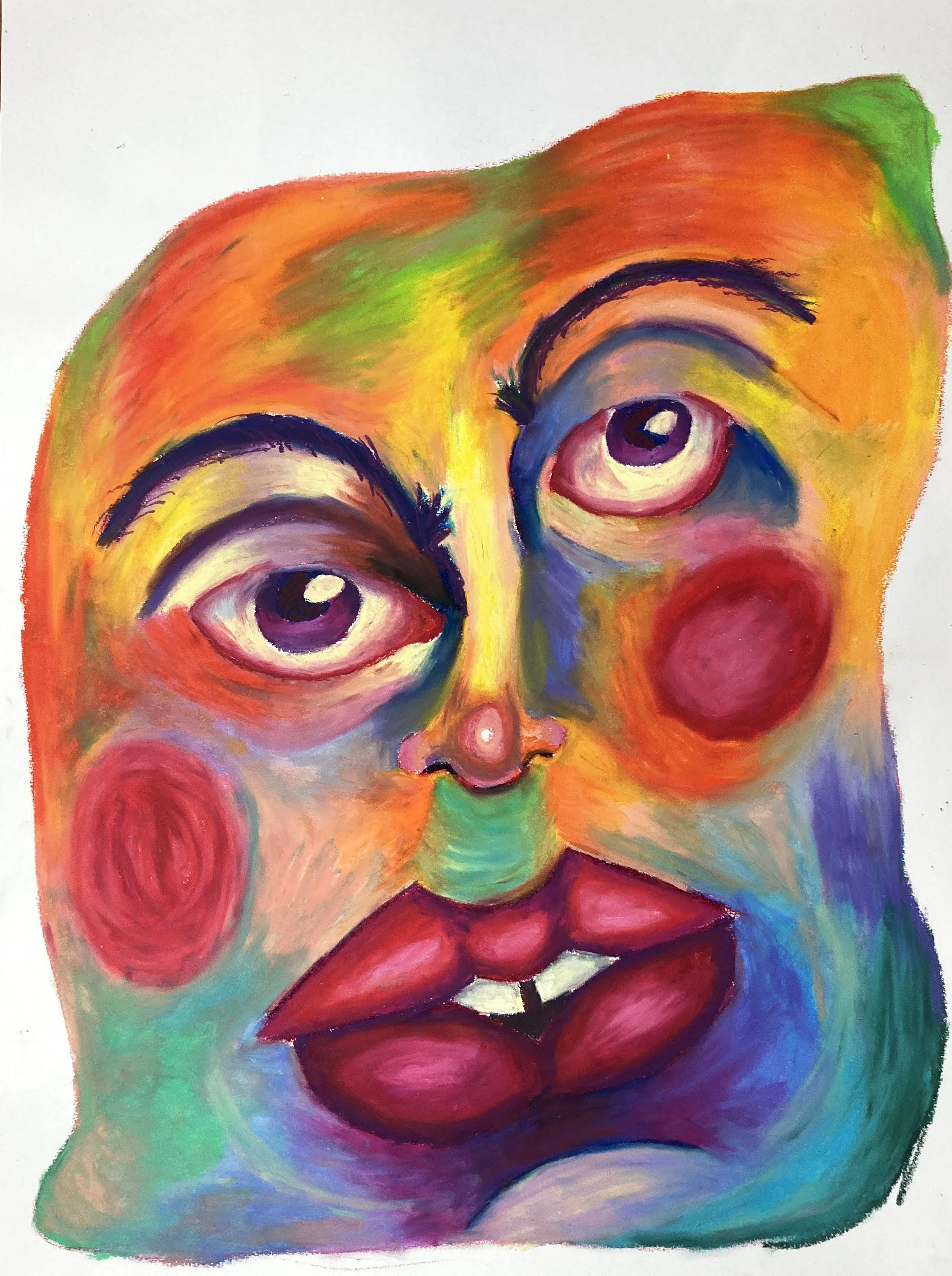 Watercolor and oil pastel on paper