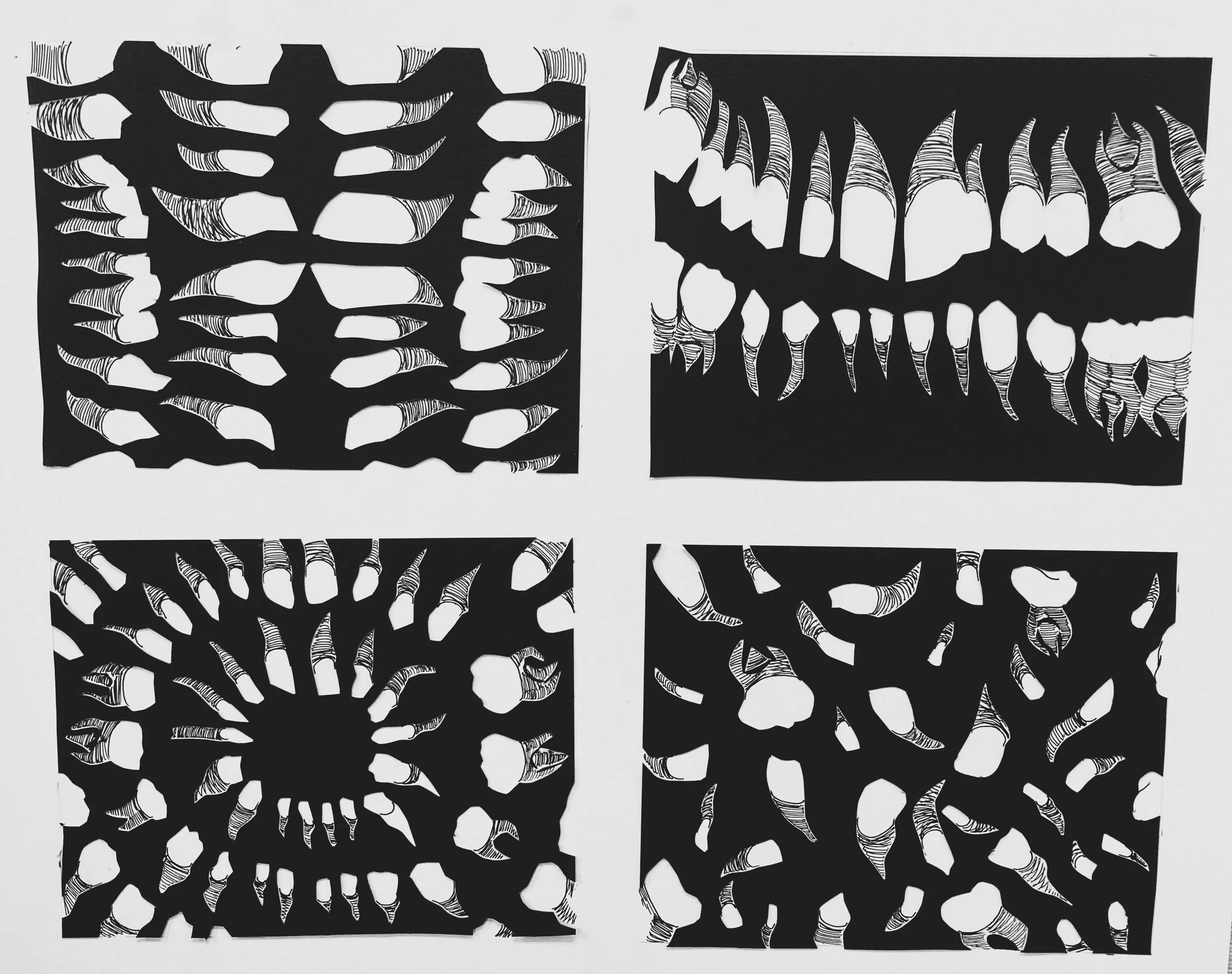 Paper cut outs and pen
