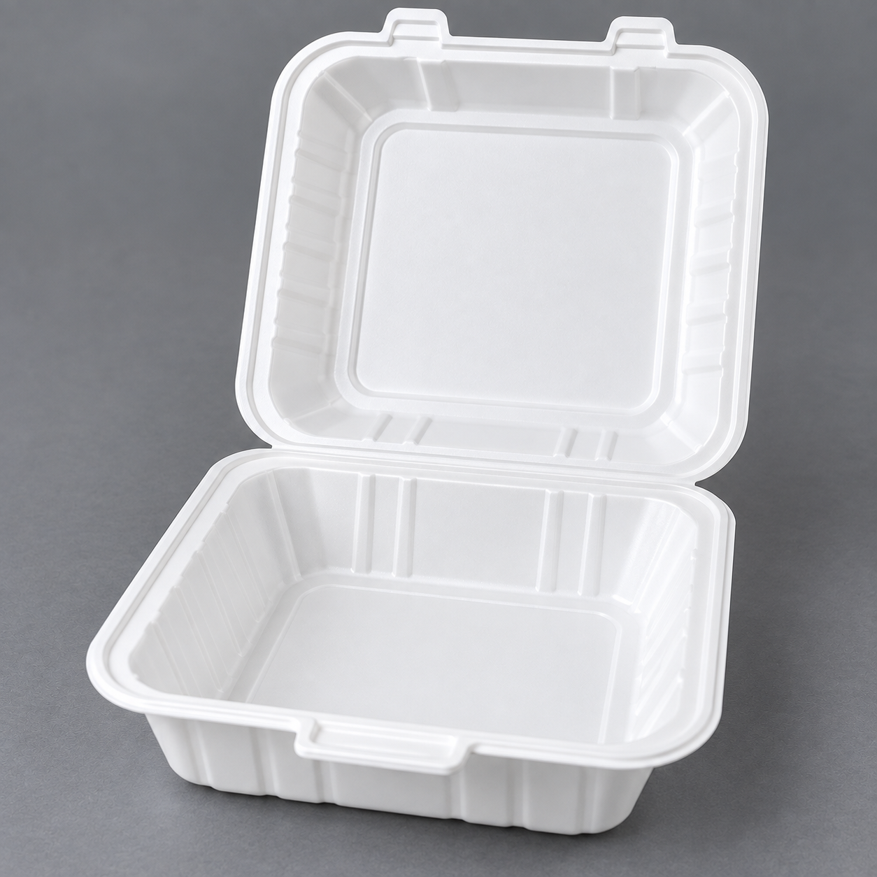 6" x 6" One Compartment White Hinged Container