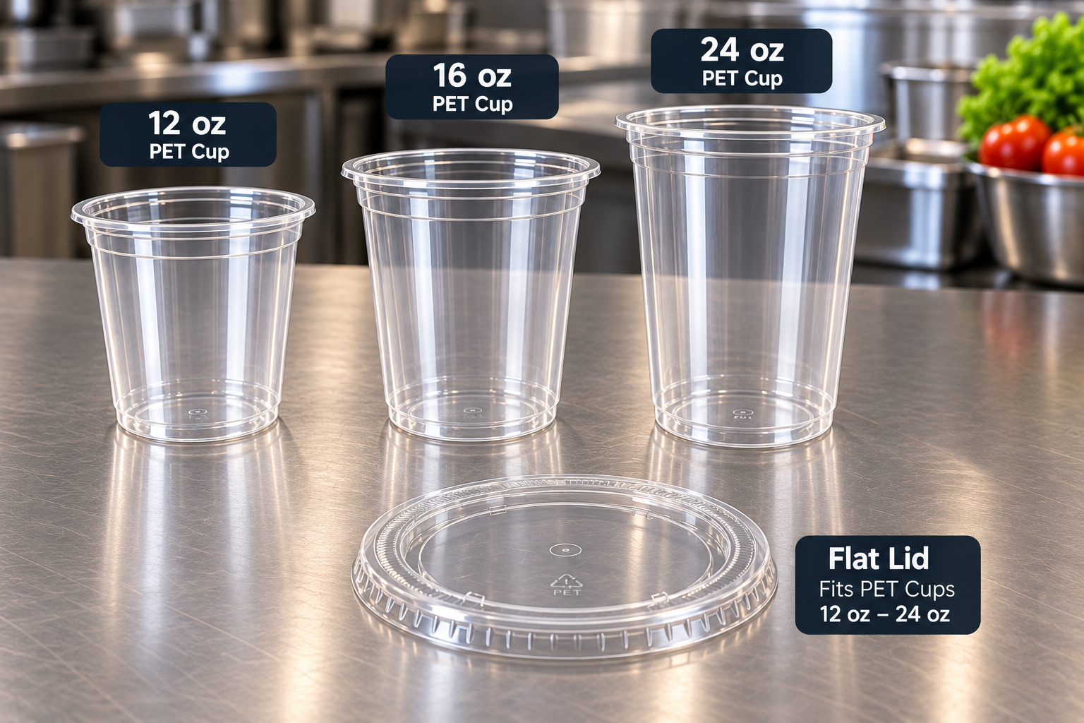 Flat Lid for 12 oz–24 oz PET Cups