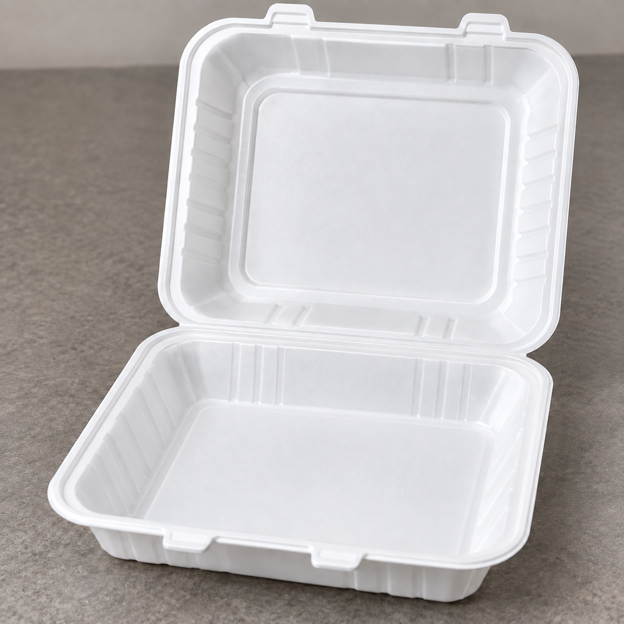 9" x 9" One Compartment White Hinged Container