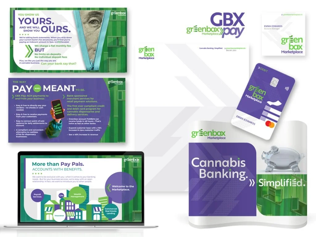 Greenbax Marketplace /  Email Marketing / Stationery / Trade Show Signage / Slide Deck