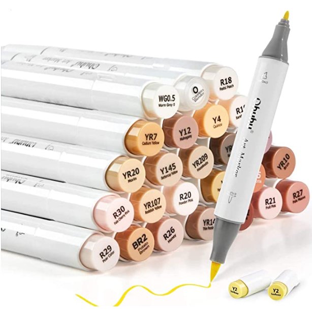 Ohuhu brush fine 24 markers skin colors
