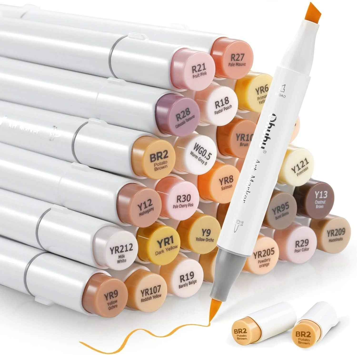 Ohuhu brush fine 36 markers skin colors