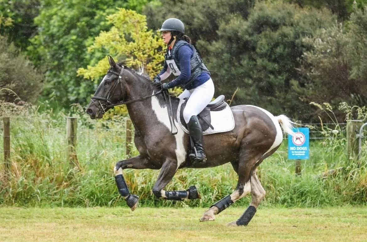 HEAL advanced riding coach riding her horse moose. Moose is a talented eventig and show jumping horse