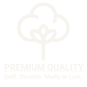 Stylized cotton plant with the text 'PREMIUM QUALITY' and 'Soft. Durable. Made to Last.'