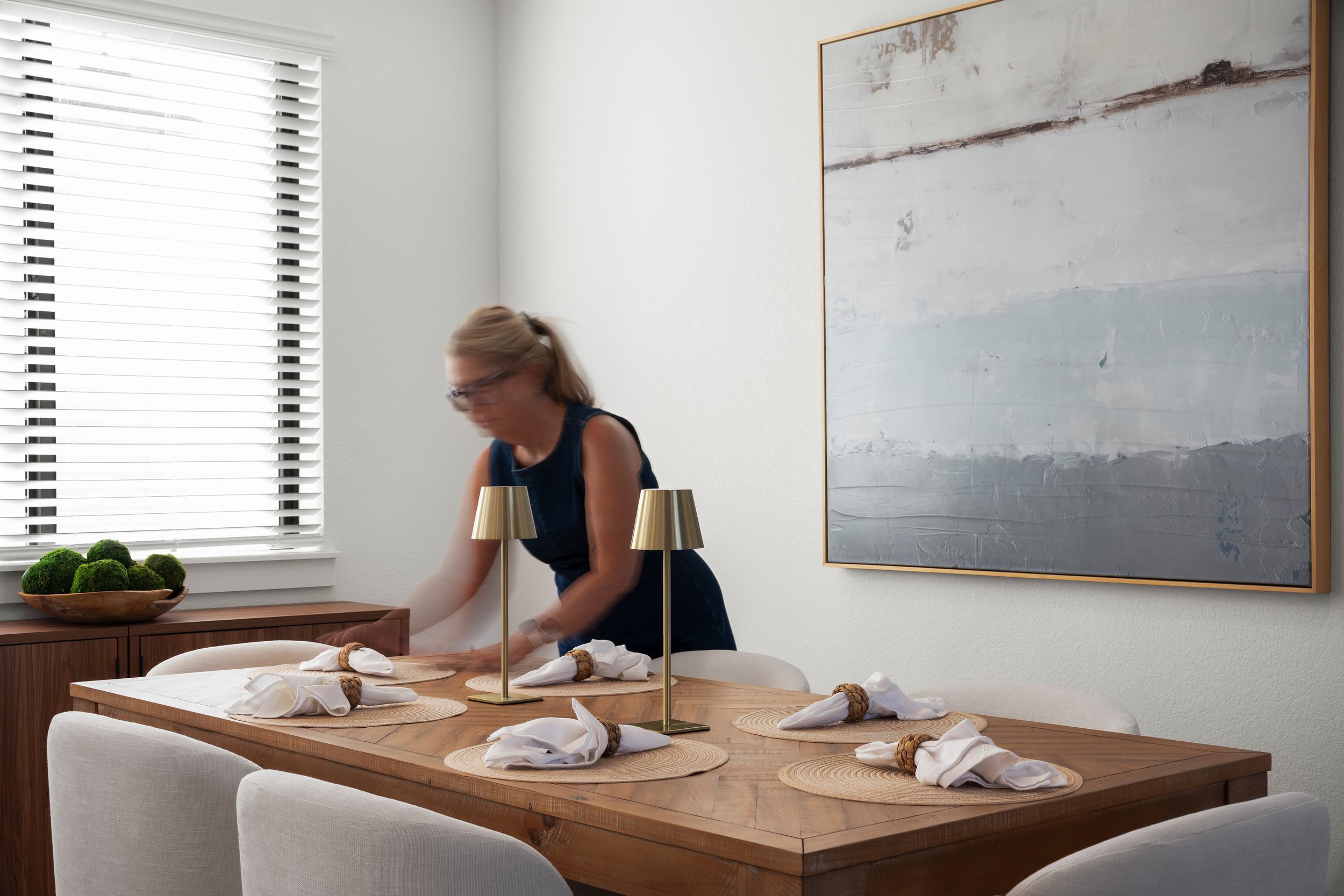 Joy Williams styling a dining table in her Denver residence.
