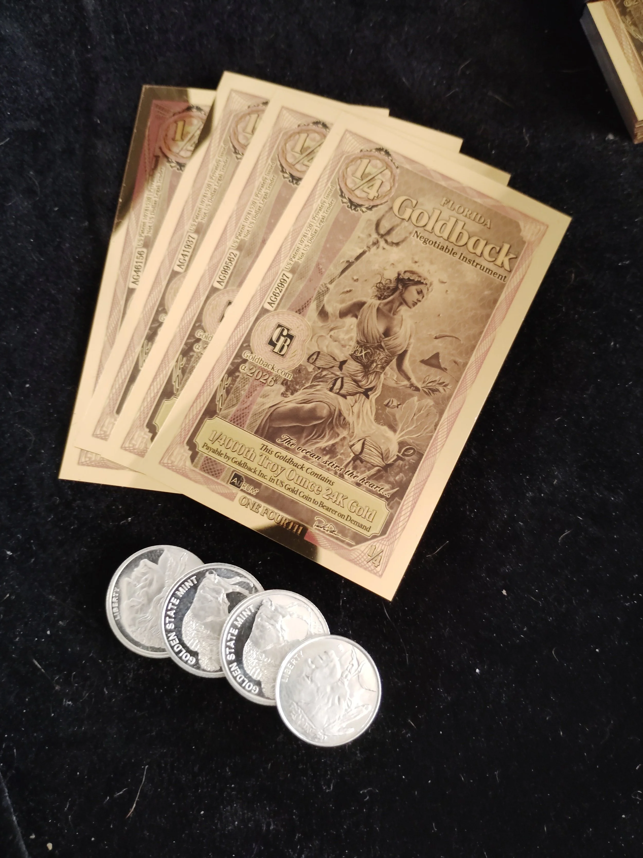 🔥4 Idaho quarter Goldback + 4 10th oz Silver rounds
