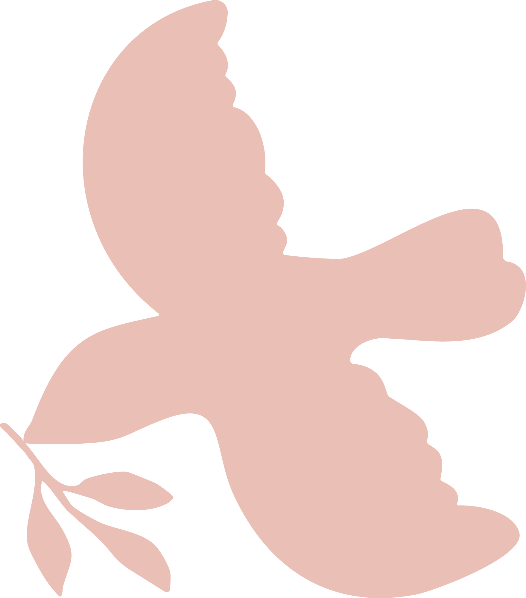 A minimalist illustration of a person's profile with pink skin tone, showing closed eyes, with flowing short hair and a relaxed expression.