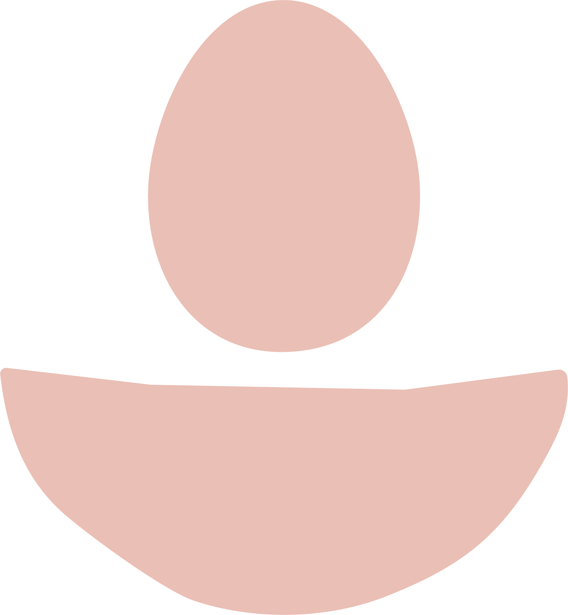 Stylized illustration of a person with short hair, wearing a strapless top, depicted in soft pink tones with a minimalist and abstract design.